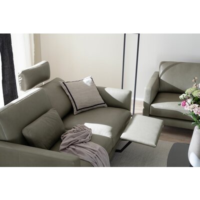 Sofa Cuneo Klassik - 2-Sitzer, Leder, Graubraun, Relaxfunktion, motorisch