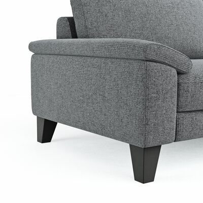Ecksofa Oviedo - 2,5-Sitzer mit Ecke rechts inkl. Drehsitz, Stoff, Grau