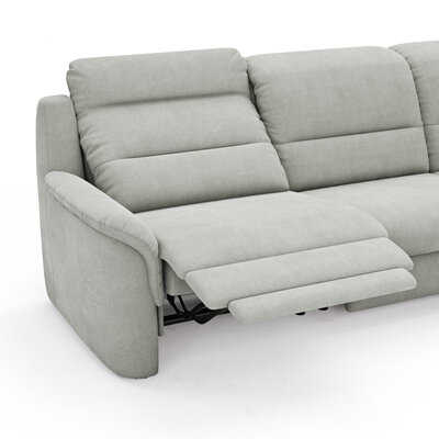Ecksofa Cornella Plus - 2-Sitzer mit Ecke und Abschlussteil rechts inkl. Relaxfunktion (motorisch) und Kopfteilverstellung, Stoff, Graubraun