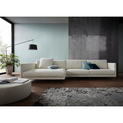 Ecksofa Cuneo Klassik - Longchair links, 2-Sitzer, Boucle, Creme