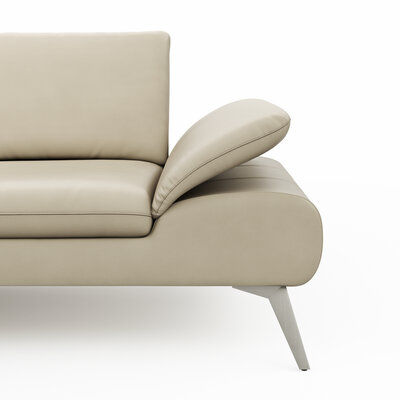 Ecksofa Collina - Longchair links, 2,5-Sitzer, inklusive Kopfstütze, Leder, Ecru