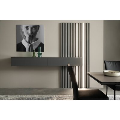 Highboard 3900 - Hängend mit Lamellen und Beleuchtung, Lack, Dunkelgrau