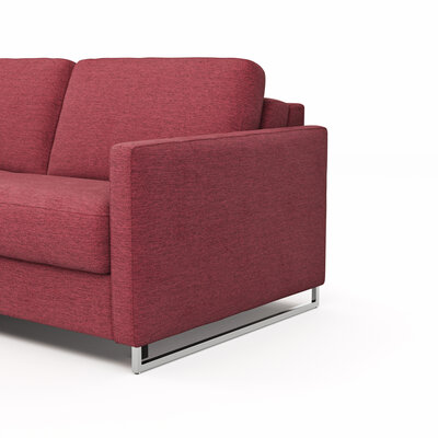 Ecksofa Nuoro - Longchair links mit 2-Sitzer inkl. Schlaffunktion und Bettkasten, Stoff, Rubin