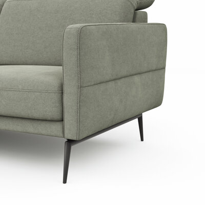 Ecksofa Estrela 2.0 - Ecke mit 2-Sitzer rechts inkl. Kopfteil/Armteil verstellbar, Stoff, Limone