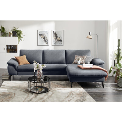 Ecksofa Gotera - 1,5-Sitzer med. + 1,5-Sitzer med. mit Longchair rechts inkl. Rückenlehne verstellbar, Stoff, Anthrazit