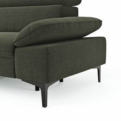 Ecksofa Felipa - Ecke links mit 2,5-Sitzer inkl. Armlehne verstellbar und Rückenlehne/Sitztiefe verstellbar (motorisch), Stoff, Dunkelgrün