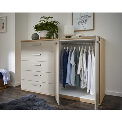 Kommode Viana - Balkeneiche furniert, Taupe