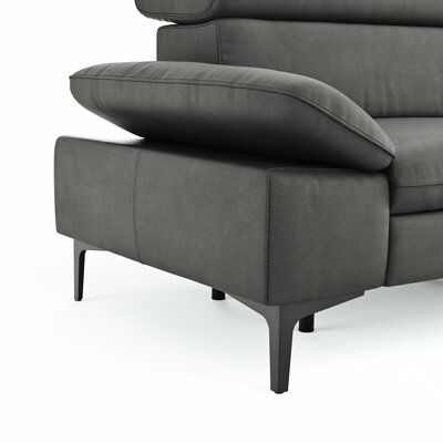 Ecksofa Felipa - 2,5-Sitzer mit Ecke rechts inkl. Armlehne verstellbar und Rückenlehne/Sitztiefe verstellbar (motorisch), Leder, Grau