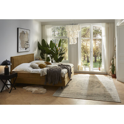 Boxspringbett Valencia - Liegefläche ca. 180x200 cm, Stoff, Senfgelb