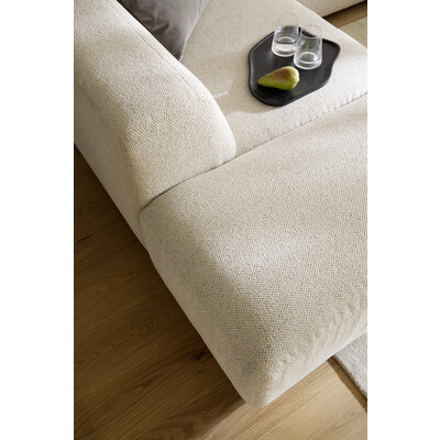 Ecksofa Caruso - Ecke links, 2-Sitzer, Longchair rechts, Stoff, Ecru