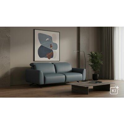Sofa Arona - 2-Sitzer inkl. 1x Relaxfunktion motorisch und 3x Kopfteil verstellbar, Leder, Eisblau