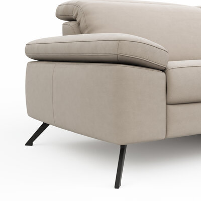 Sofa Rafaela 2.0 - 2,5-Sitzer inkl. 1x Relaxfunktion und Kopfteile verstellbar, Leder, Champagner