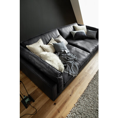 Sofa Aprino 3 - 4-Sitzer XXL, Dickleder, schwarz, Armlehne Kissen