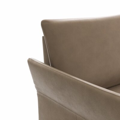 Ecksofa Rosario - 2-Sitzer mit Ecke rechts, Leder, Rauchbraun