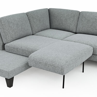 Ecksofa Oviedo - Ecke links mit 2,5-Sitzer inkl. Drehsitz, Stoff, Hellgrau