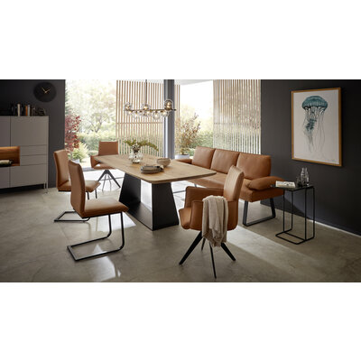 Polsterbank Elda - Breite ca. 236 cm, Leder, Cognac