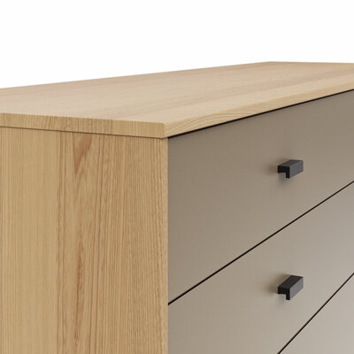 Kommode Lenoso - Eiche Nachbildung, Glas Graubraun