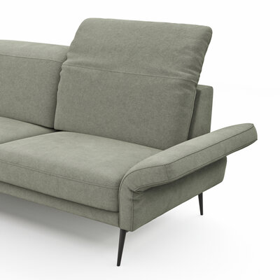 Ecksofa Estrela 2.0 - 2- Sitzer mit Ecke rechts inkl. Kopfteil/Armteil verstellbar und Sitzvorzug motorisch, Stoff, Limone