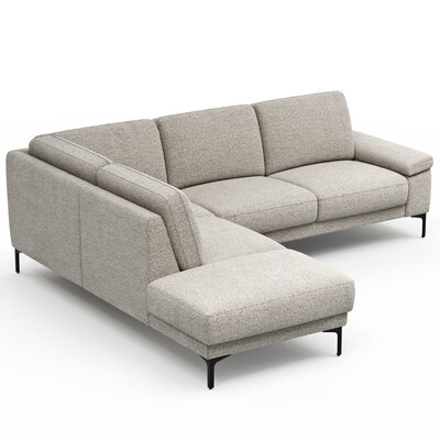 Ecksofa Matero - Ecke mit 2-Sitzer rechts, Stoff, Hellgrau