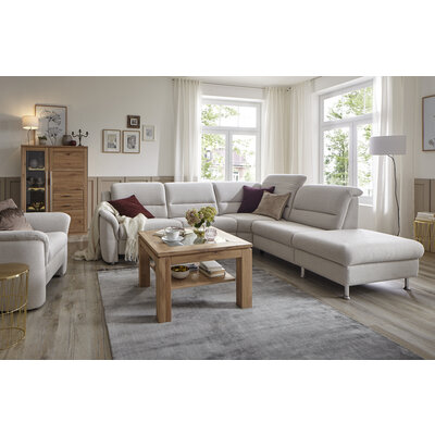 Ecksofa Cornella Classic - 2-Sitzer mit Ecke rechts, Stoff, Creme