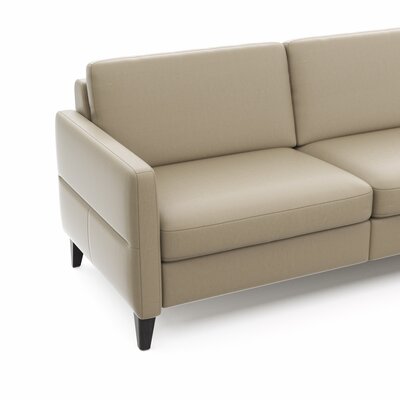 Ecksofa Arima N - 2,5-Sitzer mit Longchair rechts inkl. Kopfteil verstellbar, Leder, Champagner