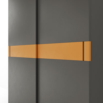 Schiebetürenschrank Loretto - B ca. 280 cm, Lack matt, Dunkelgrau