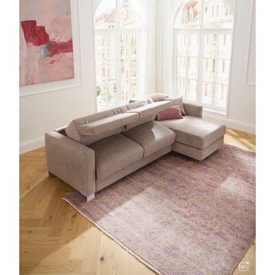 Ecksofa Lumaria Pro - 2,5-Sitzer mit Longchair rechts inkl. Schlaffunktion, Stoff, Hellgrau