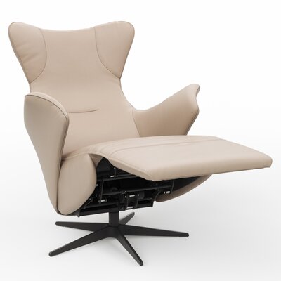 Relaxsessel Follina - Relaxfunktion (motorisch), Leder, Taupe, Akku