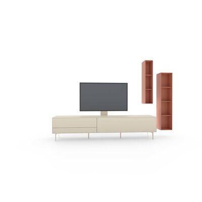 Wohnwand Colore - mit Beleuchtung, Lack, Kaschmir, Sandbeere 145327