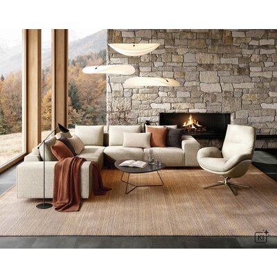 Ecksofa Sorano - Ecke links, 2-Sitzer, Stoff, Graubeige