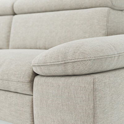 Ecksofa Felipa - Ecke links mit 2,5-Sitzer inkl. Kopfteil verstellbar, Stoff, Natur