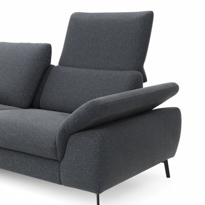 Ecksofa Gotera - Longchair links mit 1,5-Sitzer med. + 1,5-Sitzer med. rechts inkl. Rückenlehne verstellbar, Stoff, Anthrazit