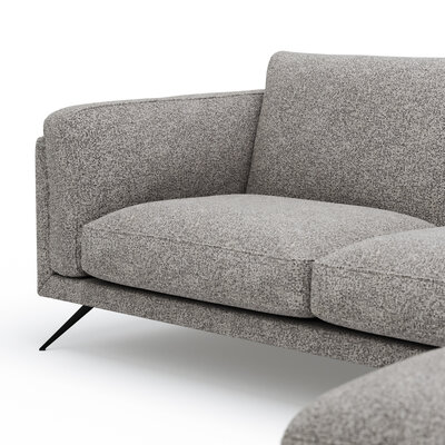 Ecksofa Valdemoro - 2,5-Sitzer mit Longchair rechts inkl. Rückenlehne verstellbar, Stoff, Grau