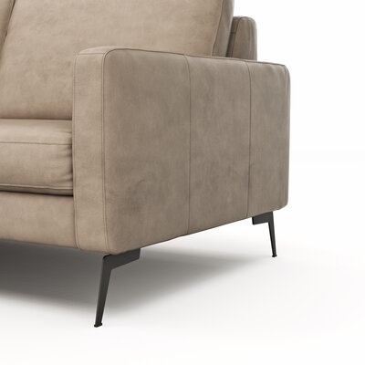Ecksofa Enna - Longchair Links mit 3-Sitzer, Armlehne A, Leder, Taupe