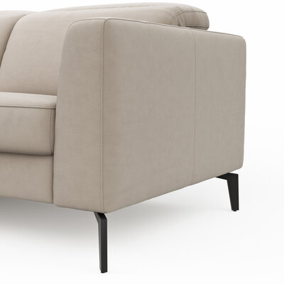 Ecksofa Rafaela 2.0 - Longchair mit 2,5-Sitzer rechts inkl. Kopfteilverstellung, Leder, Champagner