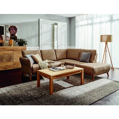 Ecksofa Rosario - 2-Sitzer mit Ecke rechts, Stoff, Cognac