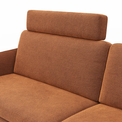 Ecksofa Enna - 1,75-Sitzer mit Longchair rechts, inkl. Relaxfunktion (motorisch), Stoff, Terracotta