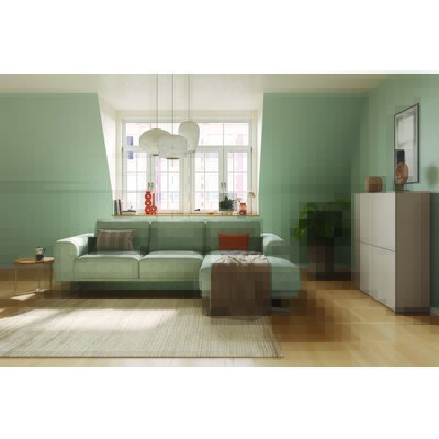 Ecksofa Benissa - 2,5-Sitzer mit Longchair rechts inkl. Sitztiefe und Rückenlehne verstellbar, Stoff, Mint