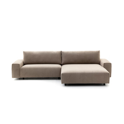 Ecksofa Sorano Plus - 1,75-Sitzer, Longchair rechts, Stoff, Graubeige 1291432709