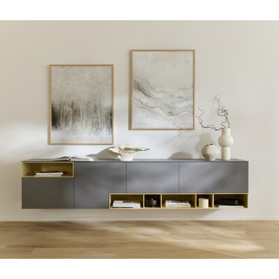 Sideboard 3900 - BHT ca. 260x55x45 cm, Lack, Steingrau