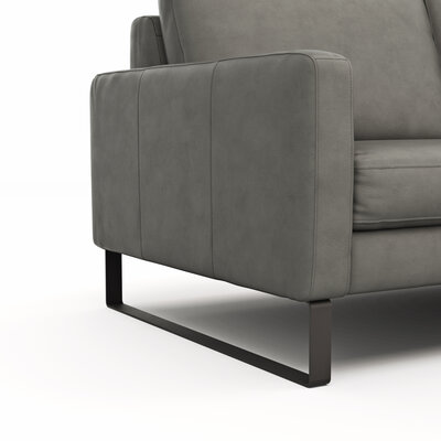 Sofa Enna - 3-Sitzer, Leder, Grau