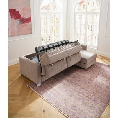 Ecksofa Lumaria Pro - 2,5-Sitzer mit Longchair rechts inkl. Schlaffunktion, Stoff, Hellgrau