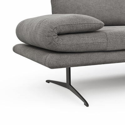 Ecksofa Lucero - 2-Sitzer mit Longchair rechts inkl. Rückenlehne/ Sitztiefe/ Armlehne verstellbar und Drehsitz, Stoff, Grau