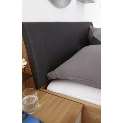Bett Lenoso - Liegefläche ca. 180x200 cm, Eiche massiv, Kunstleder Anthrazit