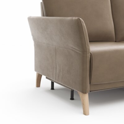 Ecksofa Rosario - 2-Sitzer mit Ecke rechts inkl. Relaxfunktion (motorisch), Sitzvorzug und Armlehne klappbar, Leder, Rauchbraun