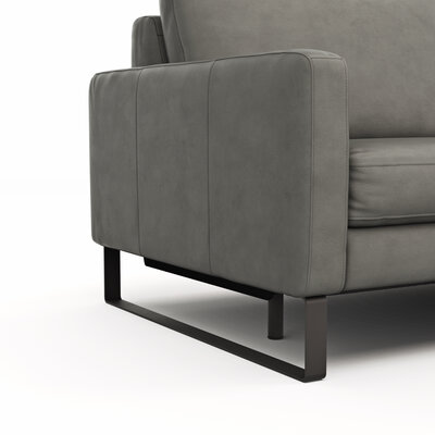 Sofa Enna - 3,5-Sitzer inklusive Relaxfunktion (motorisch) links, Leder, Grau