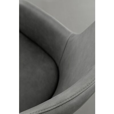 Armlehnstuhl Mis - Leder, Dunkelgrau, Gestell, Anthrazit