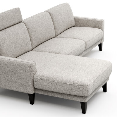 Ecksofa Matero - Longchair mit 2,5-Sitzer rechts inkl. Relaxfunktion motorisch, Stoff, Hellgrau