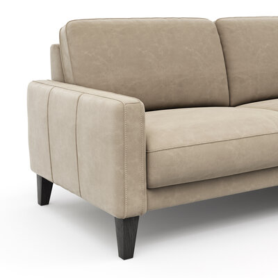 Ecksofa Matero - 2,5-Sitzer mit Longchair rechts, Leder, Taupe