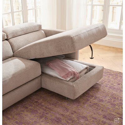 Ecksofa Lumaria Pro - 2,5-Sitzer mit Longchair rechts inkl. Schlaffunktion, Stoff, Hellgrau